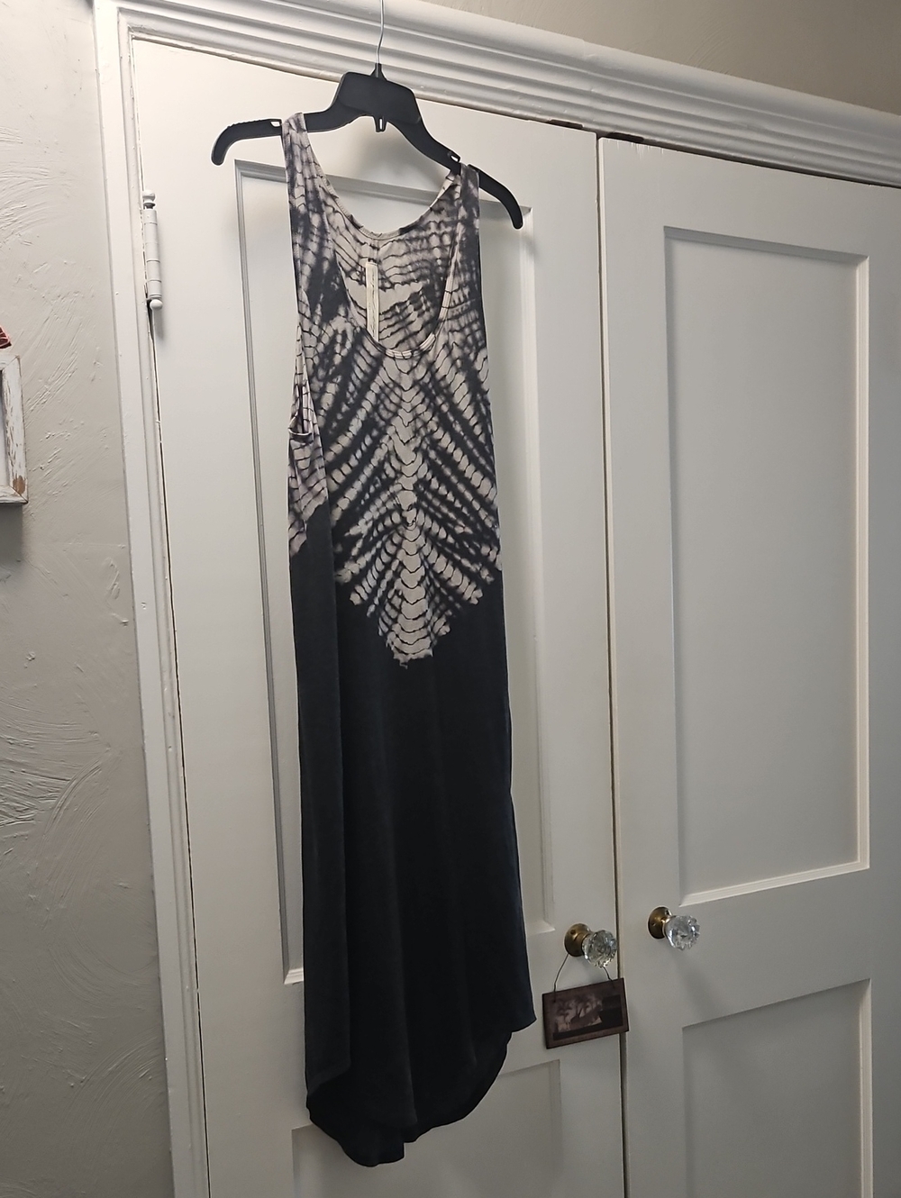 Raquel Allegra Black Maxi Dress with Cream Tie-Dye Yoke